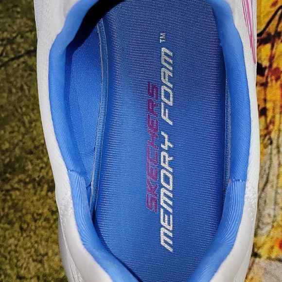 Skechers White and Blue Athletic Shoes - Picture 7 of 9